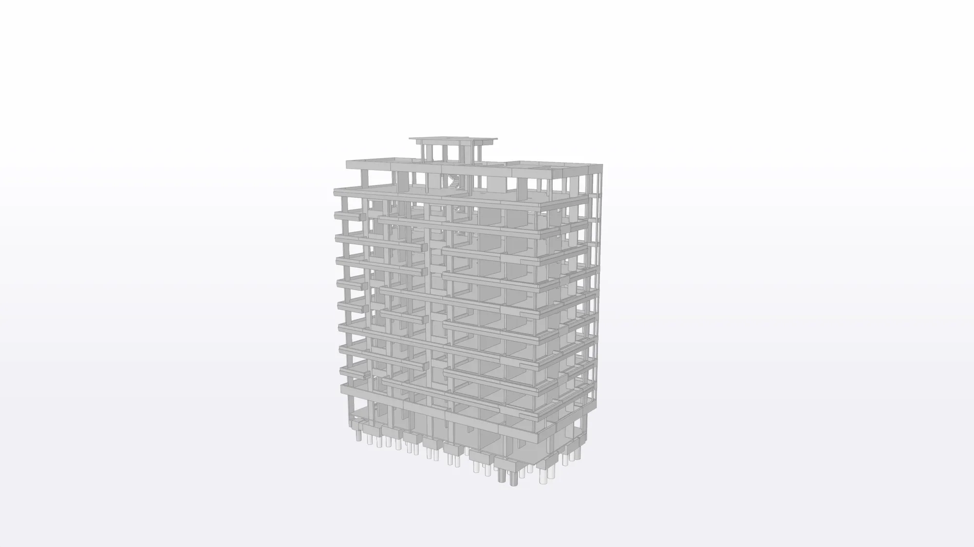 Modelo estructural de edificio en altura de hormigón